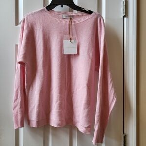 Bianco & Blu Cashmere Wool Silk Blend Sweater in Blush Pink color size L Italy